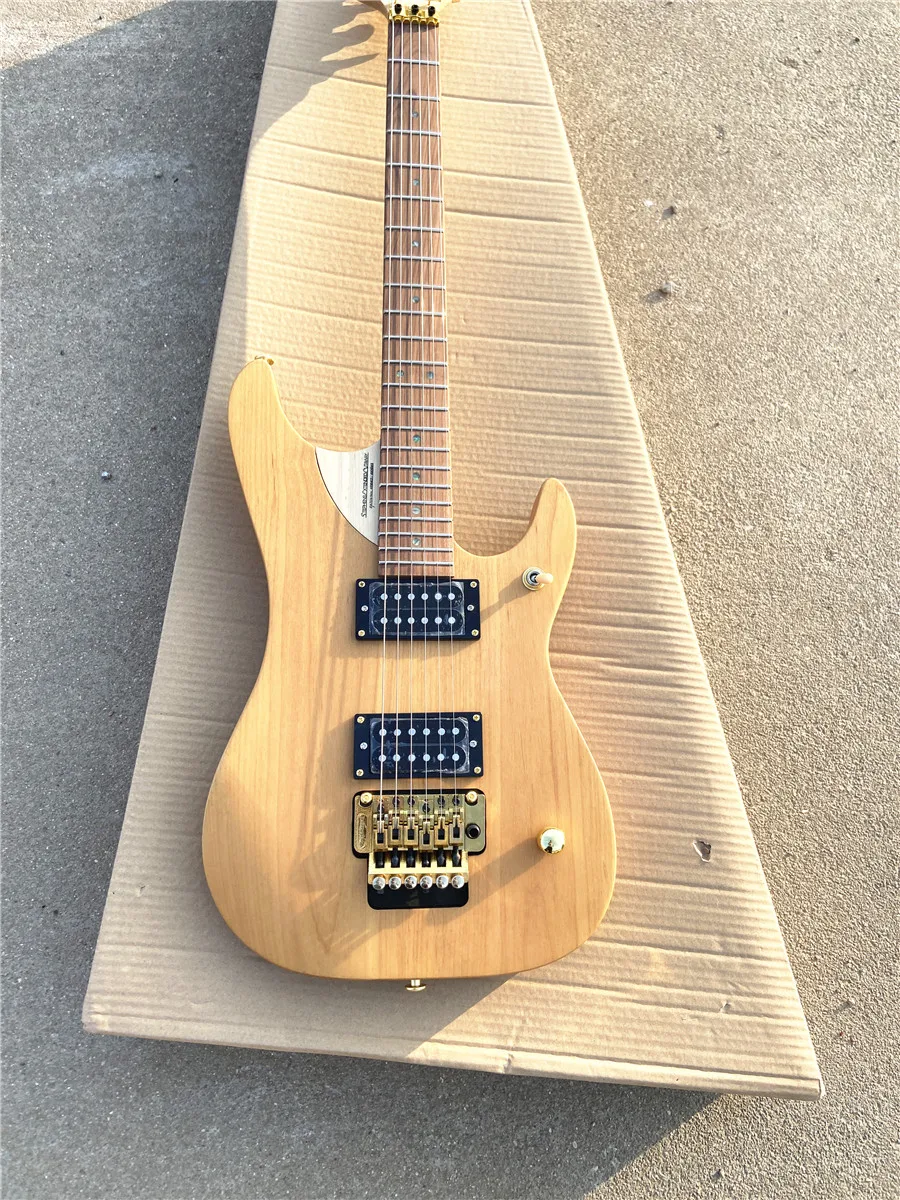 

Free shipping for high quality raw wood color alder double shake electric guitar gold accessories