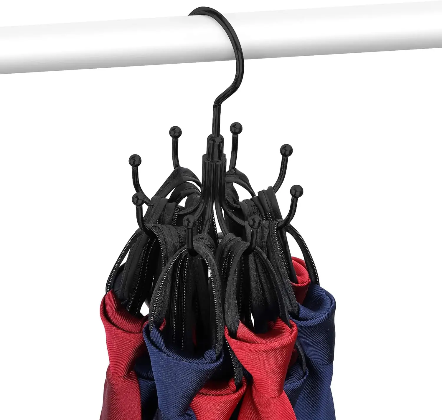 

Tie Rack Tie Hanger for Men Closet, Max 24 Capacity Rotatable Metal Space Saving Necktie Organizer Tie Storage Holder, Black 1