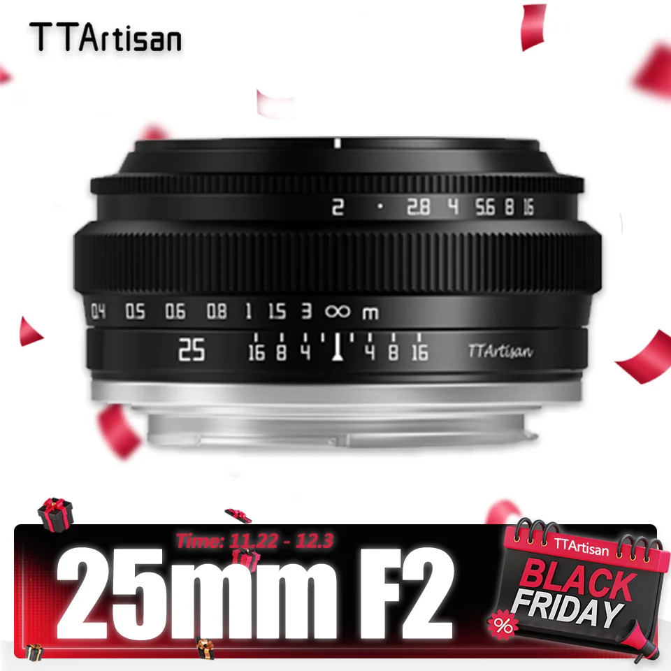 TTArtisan 25mm F2.0 APS-C MF Portrait Photography Camera Lens for Sony A6000 A7RIII A7S Fuji XT30 XT-100 Nikon ZFC Z5 M43 Mount