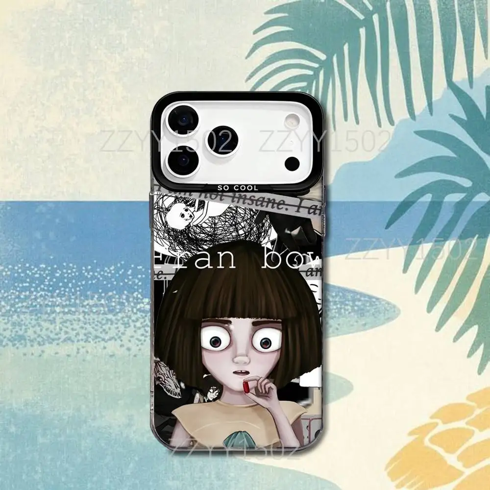 Game F-Fran Bow Horror Phone Case For iPhone 17,16,15,14,13,12,X,8,Pro,Max,Plus,SE4,Air,Mini HD Black IMD Matte