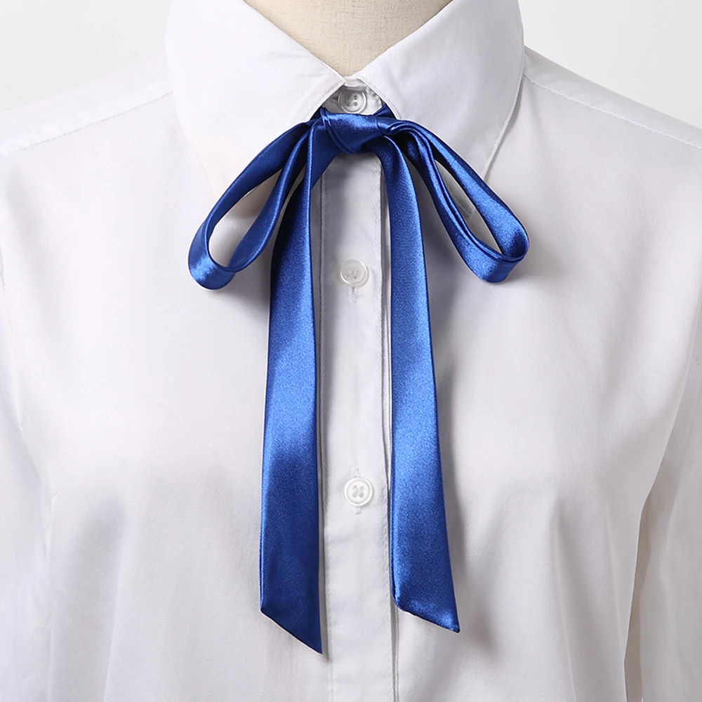 Vintage fita de cetim laço para uniforme escolar, fita borla, nó elegante, Cravat Cravat