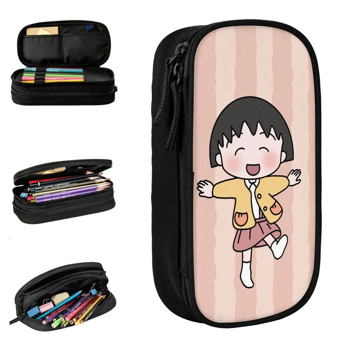 

Anime Chibi Maruko Chan Pencil Cases Pen Box Bags Student Large Storage Office Gift Pencil Box