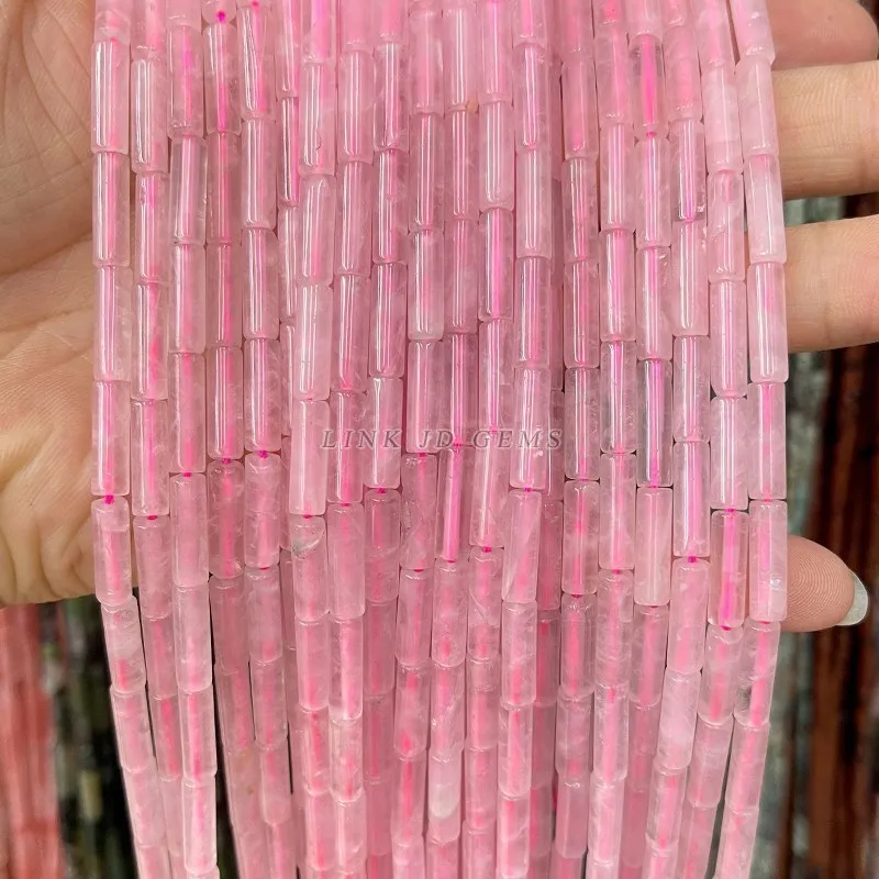 4*13mm Natural Agate Aventurine Stone Tube Column Shape Loose Spacer Cylindrical Beads for DIY Jewelry Making Bracelet Accessory