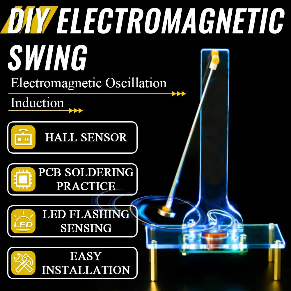 

DIY Electromagnetic Swing Experimental Electronic Kit Supply with LED Flashing Sensing DIY Electronic Kit Soldering Practice 5V