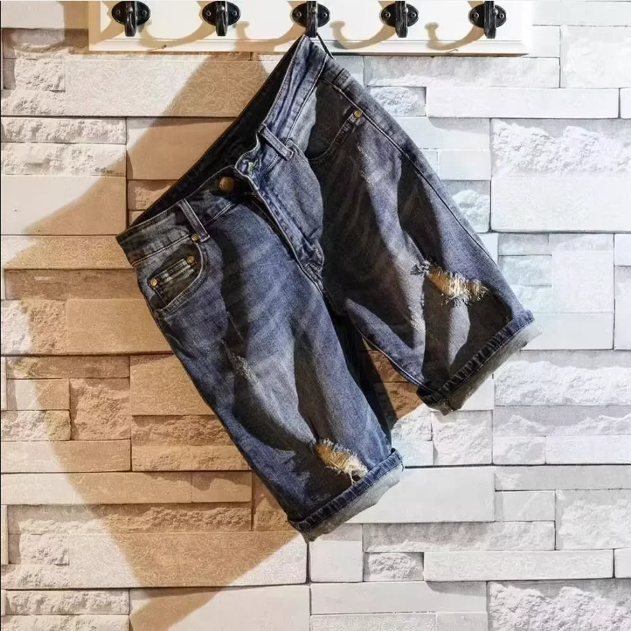 

Мужские джинсы-брюки в стиле ретро, укороченные до середины икры, прямые, тонкие, летние, со средней посадкой, эластичные, облегающие, модные