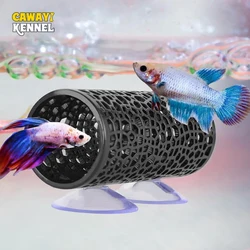 1 Pc Betta Fish Tunnel Toy Hollow Sleeping Tube with Suction Cup Betta Hammock Hidden Resting Tube for Fish Tank Decorations