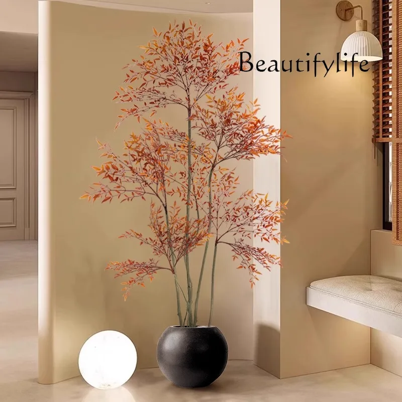 

Simulation green plant Nantianzhu high-end light luxury indoor living room TV cabinet floor ornament potted false tree