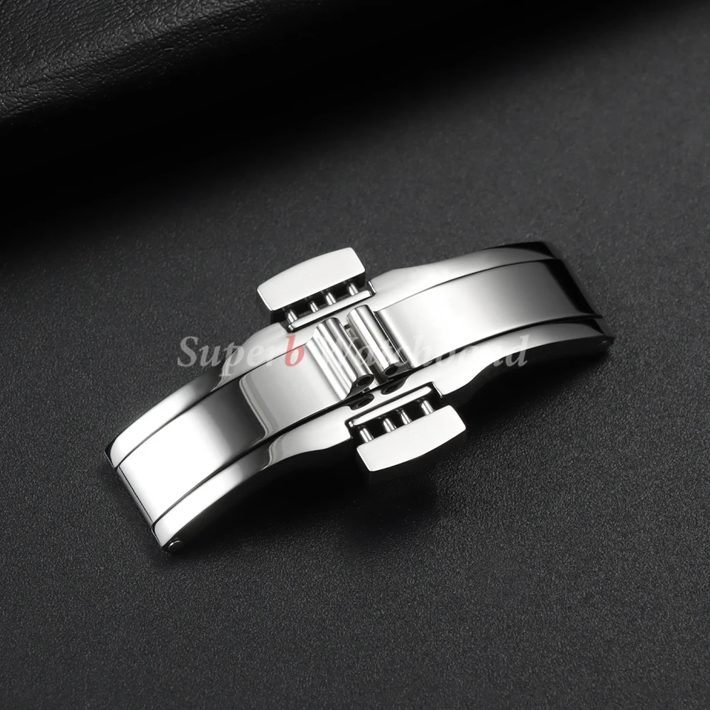 مشبك من الفولاذ المقاوم للصدأ مشبك من الفولاذ الصلب ساعة ضغط مزدوج مشبك فراشة لتيسو 1853 T035617 T035439 ملحقات الساعة