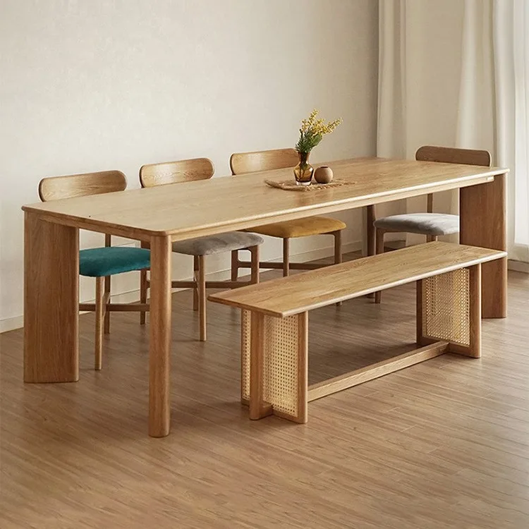 Free shipping Japanese-style solid wood dining table simple rectangular eating table small apartment ash wood
