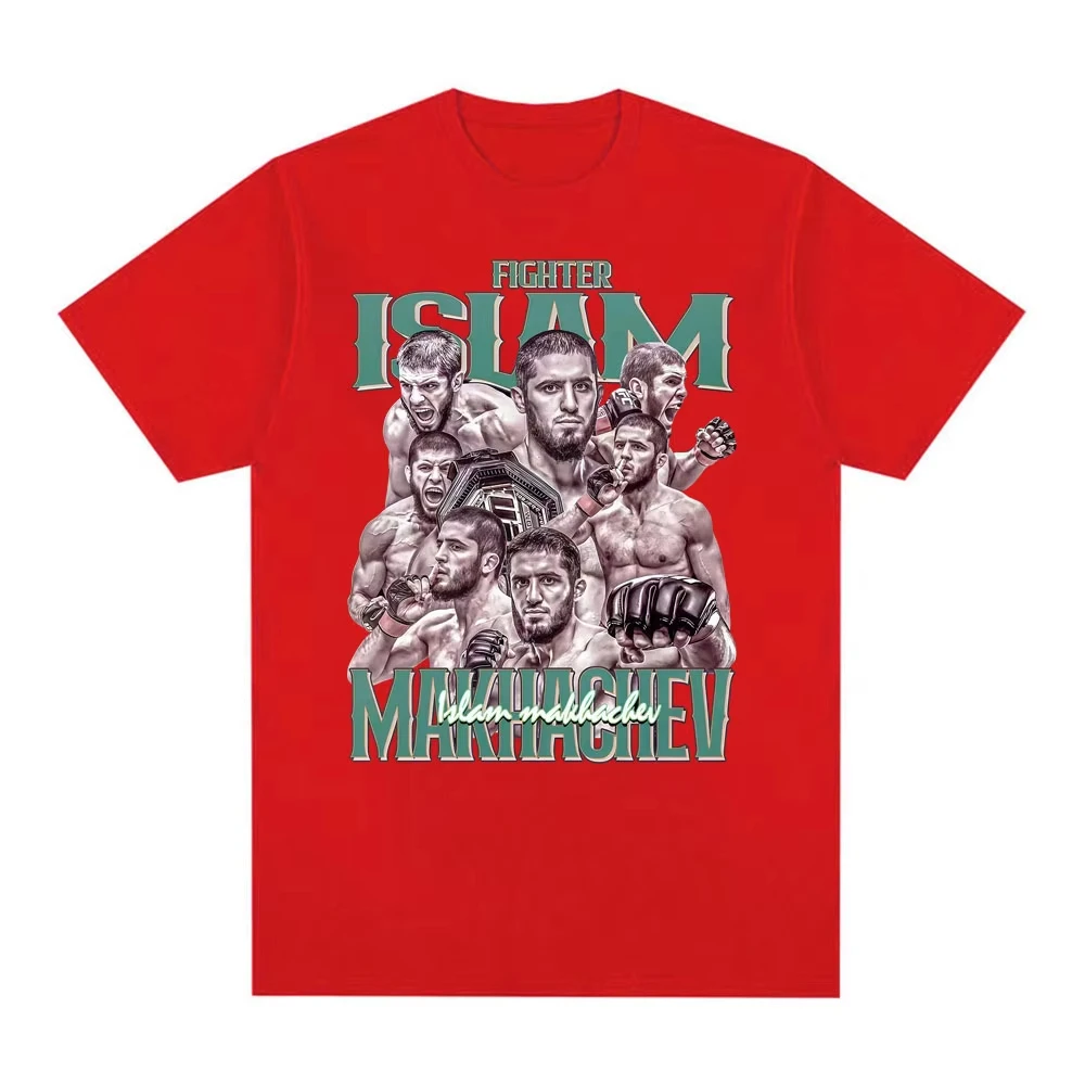 Islam Makhachev Retro Classic Graphic Tee Shirt Men's Clothing Harajuku Gothic Oversized T Shirt Man Cotton Casual Loose T-shirt