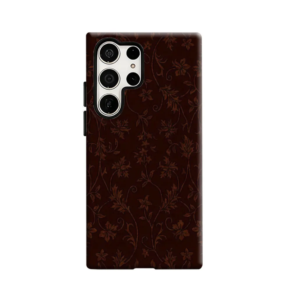 CaseLumi Phone Case For Samsung Galaxy S25 S24 S23 Ultra Plus HD Hard Vintage Brown Double Layer Cover Film Shell