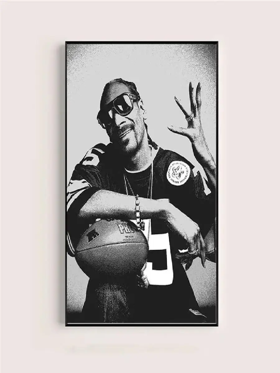 Snoop Dogg Canvas Art Print - Black & White Hip Hop Rapper Wall Decor Poster for Home Room