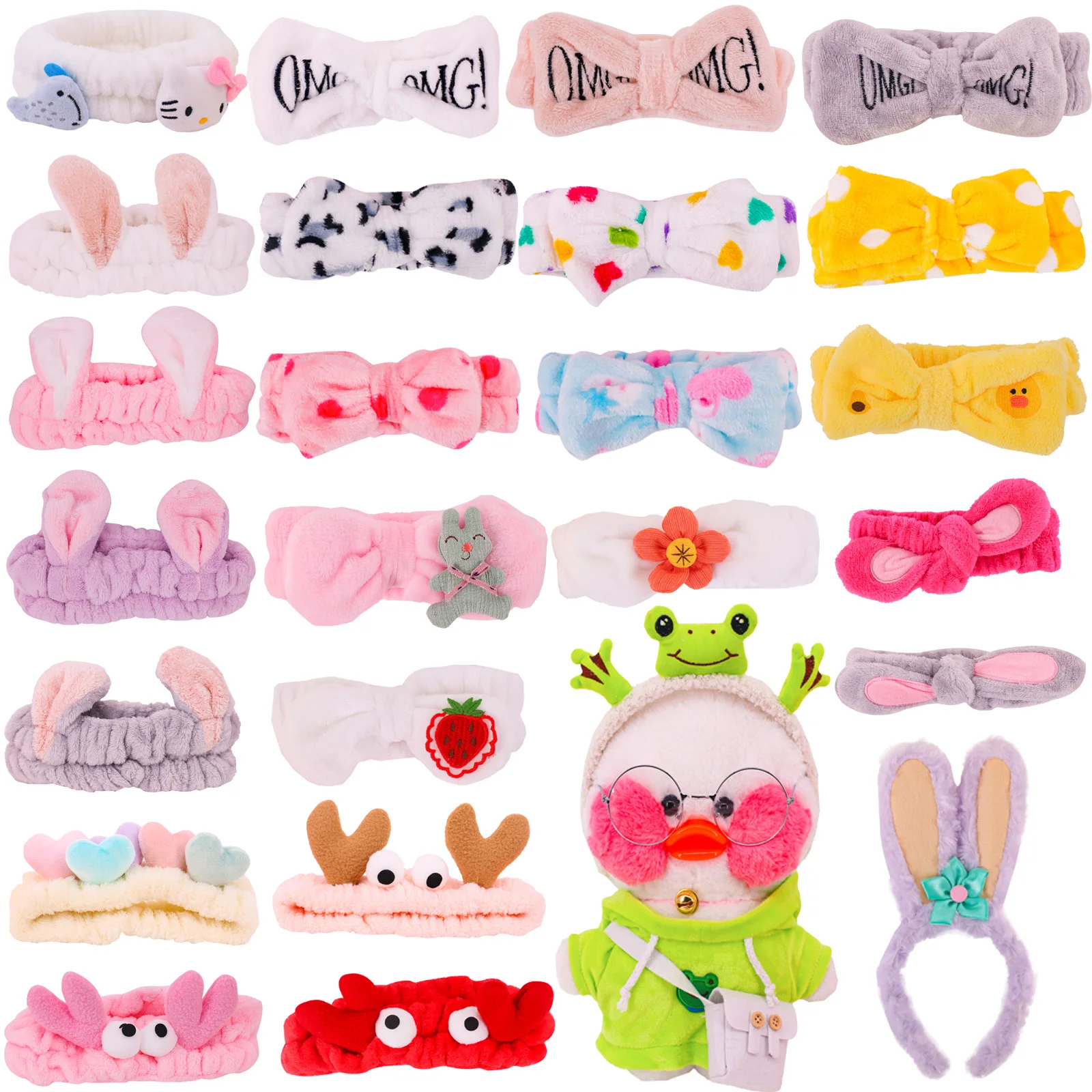 

Various Styles Doll Hair Band Accessories For 30Cm LaLafanfan Duck Plush Dolls Plush Headband Animal&Print Decorative Hair Band