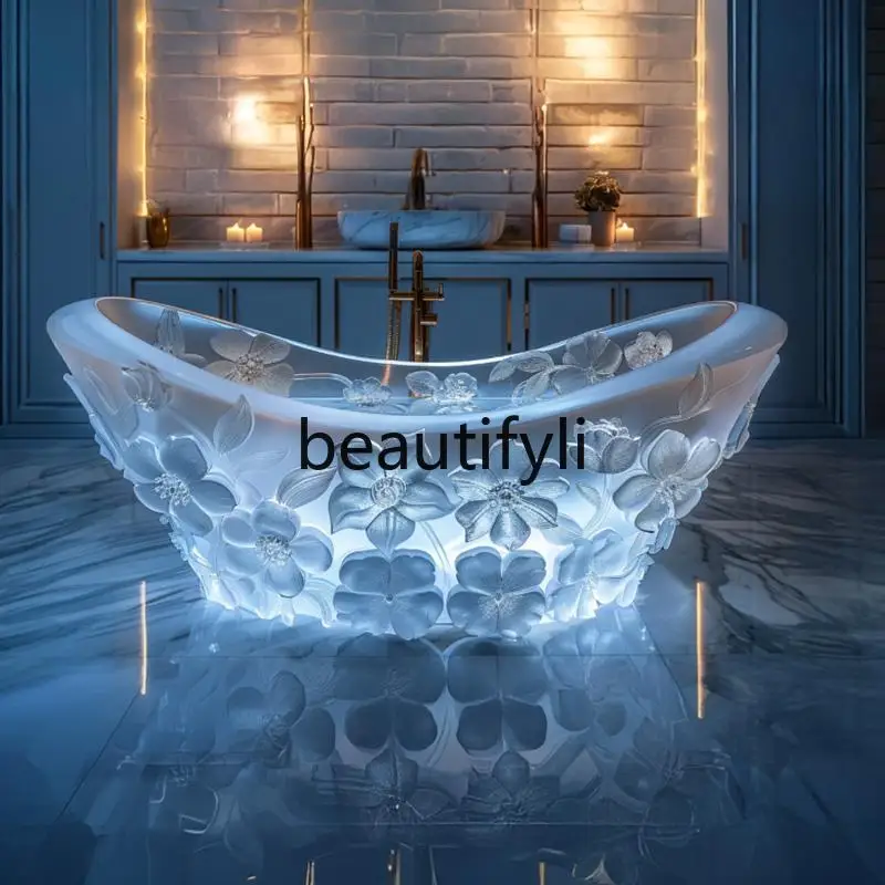 Transparent Bathtub Custom Villa B & B Hotel Couple Independent Crystal Corrugated Resin Bathtub