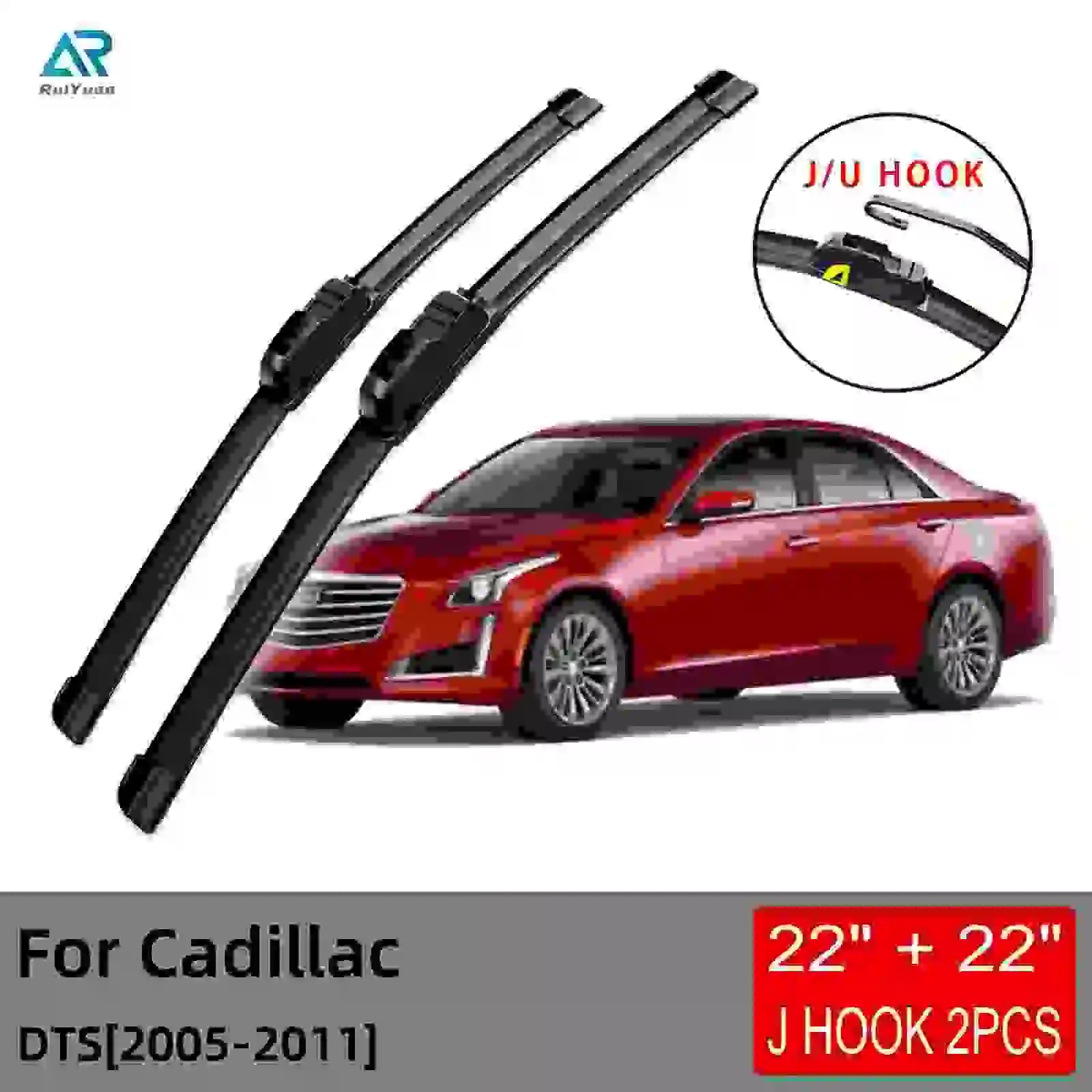 

For Cadillac DTS 2005 2006 2007 2008 2009 2010 2011 Front Wiper Blades Brushes Cutter Accessories U J Hook