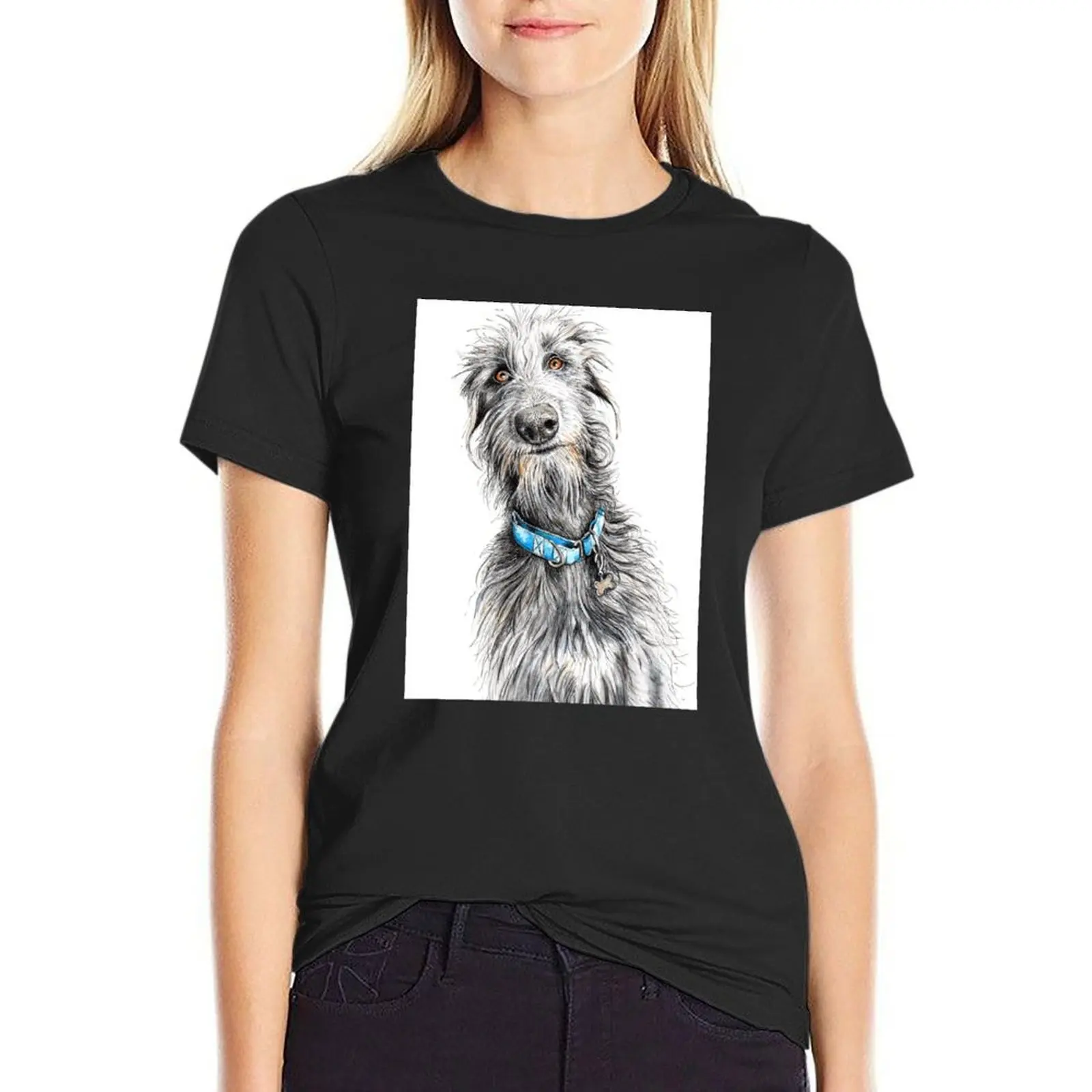 Deerhound, Wolfhound, Scruffy Lurcher, Scottish Deerhound T-Shirt tops summer tops workout shirts for Women