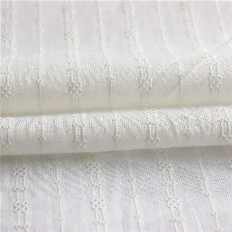 150x50cm Cotton Pure  White Small Jacquard Yarn Sewing Fabric, Making Women's Shirt Skirt Blouse Children's Clothing Cloth view 5