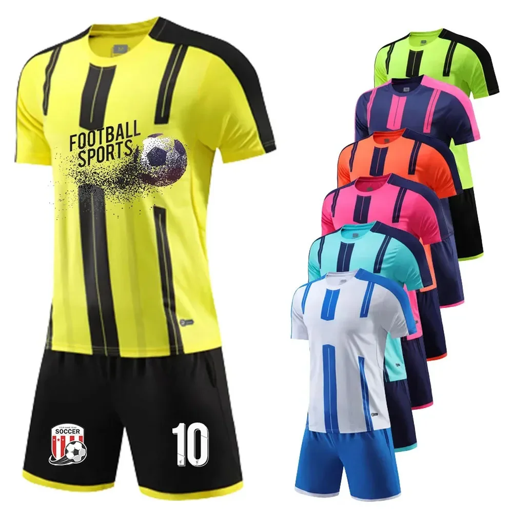 Sublimation Blank Soccer Jersey Sets for Men Kids DIY Custom Quick Dry 2 Piece Professional Football Training Uniform Tracksuit