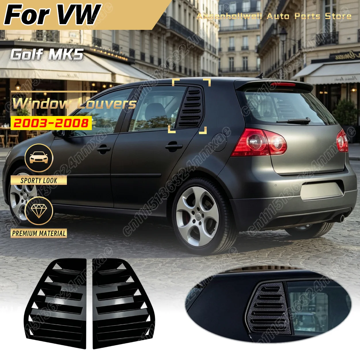 For VW Golf MK5 2003 2004 2005 2006 2007 2008 Window Louvers Car Exterior Modification Decorative Sun Shade Air Vent Kit
