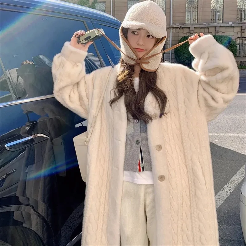 Imitation Fur Coat Women 2025Winter New Lazy Wind Long Cardigan Mink Fur Jacket Thickened Overcoat Twist Mink Outwear Female Top