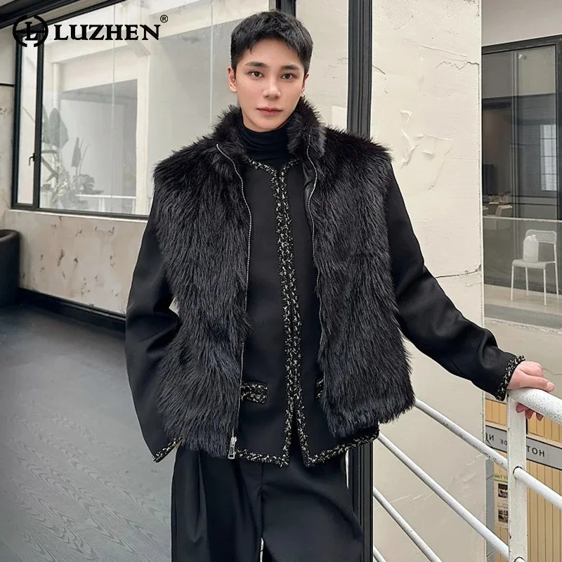 

LUZHEN Winter Imitation Fur Sleeveless Vest Autumn Men's 2024 New Fashion Versatile Waistcoat Elegance Trendy Niche Male JY4684
