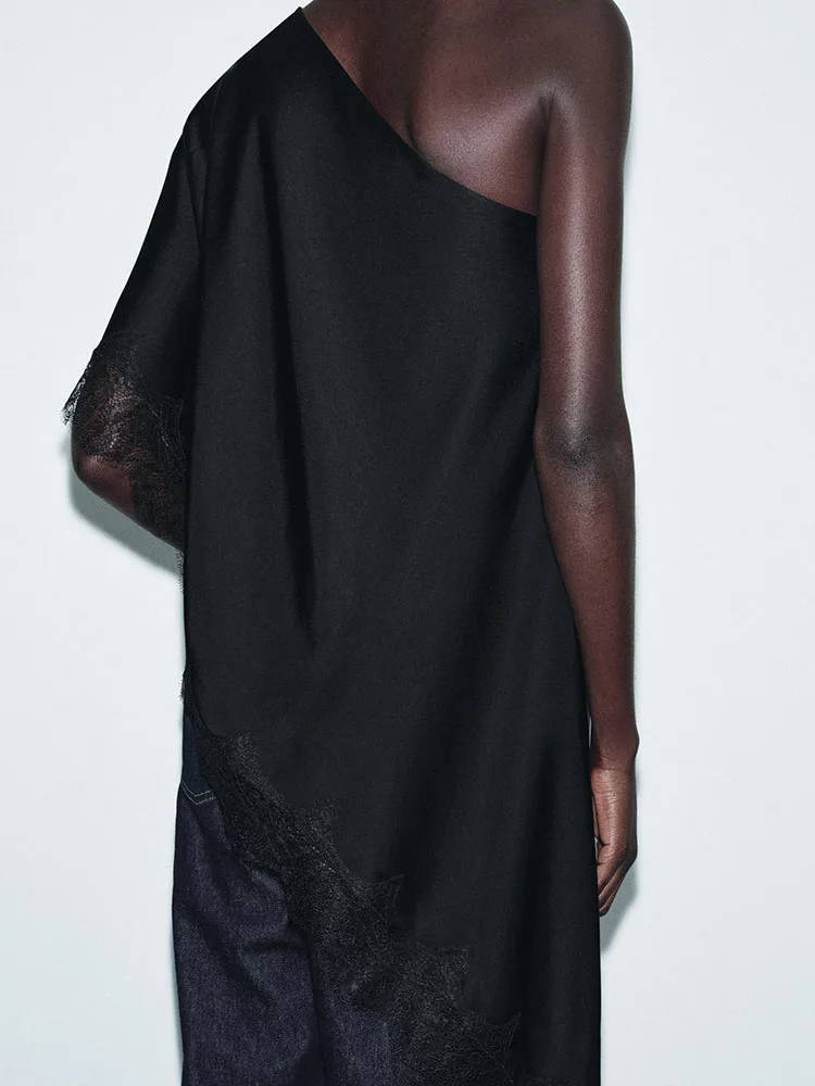 เสื้อลูกไม้เซ็กซี่แบบไม่สมมาตรแฟชั่นใหม่สำหรับผู้หญิง ฤดูหนาว 2025 เสื้อผ้าอเนกประสงค์สไตล์หวาน ชุดการแสดงแนวชาติพันธุ์ 964800 800