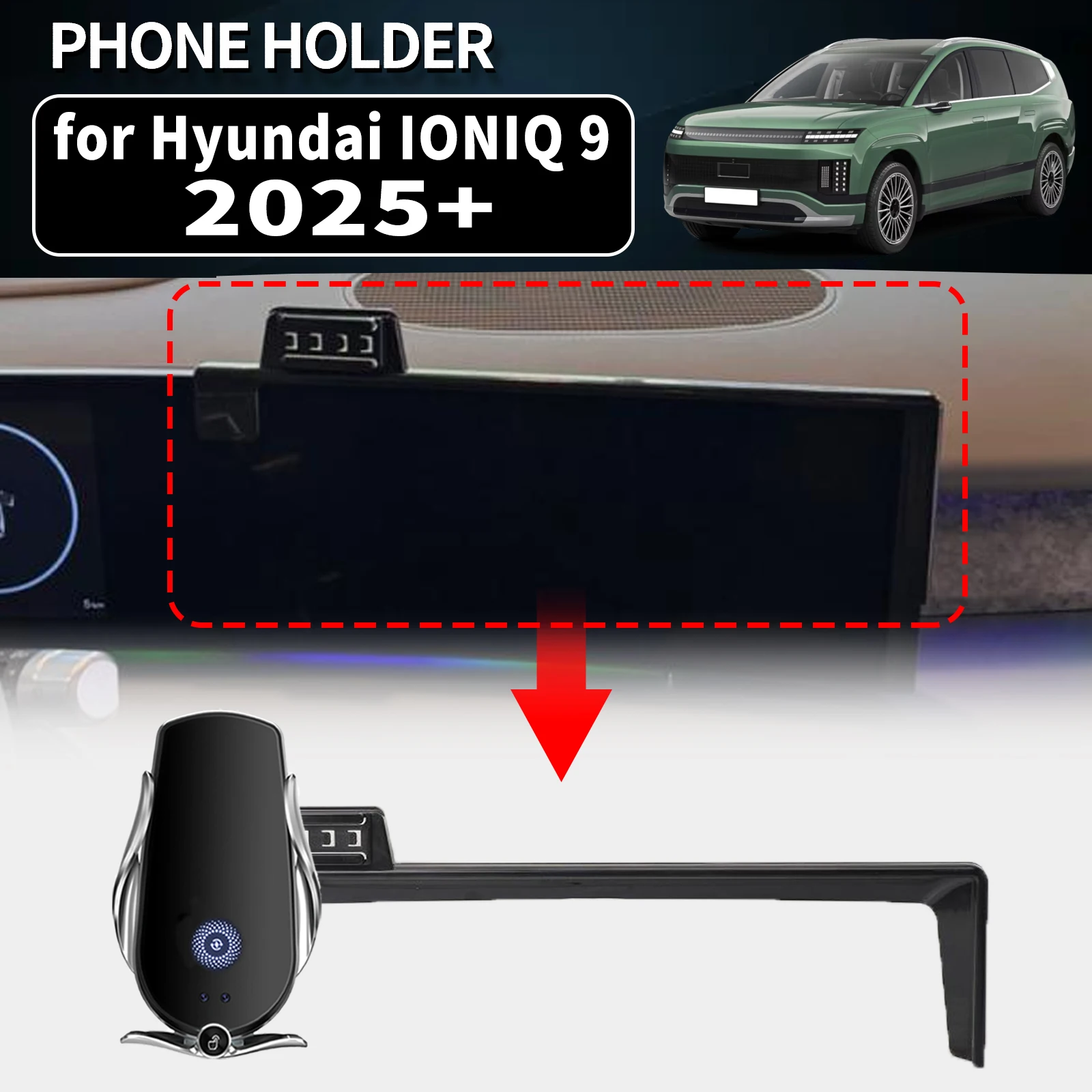 

for Hyundai IONIQ 9 2025 2026 2027 Vehicle-Specific Phone Holder Mount Car GPS Stand Easy Fix Auto Accessories
