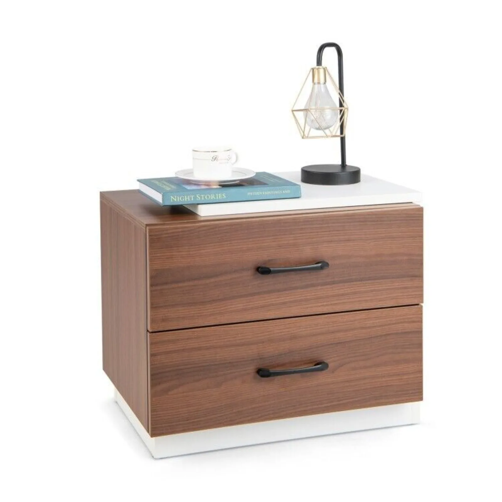 

US Modern Nightstand Bedside Table W/2 Drawers Storage Cabinet Bedroom Living Room