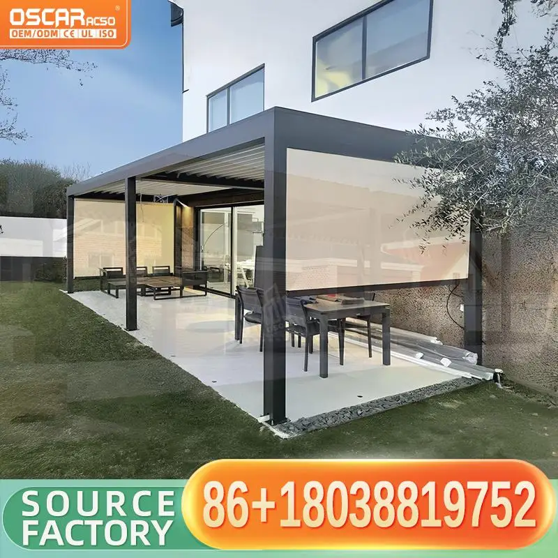 Outdoor Aluminum Alloy Cooling Pavilion for Garden Terrace and Open air Balcony Electric Pergola  pergola