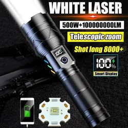 10000LM High Power LED Flashlights Type-C Rechargeable LED Torch Shoot 5000M Ultra Powerful Flashlight Outdoor Tactical Lantern