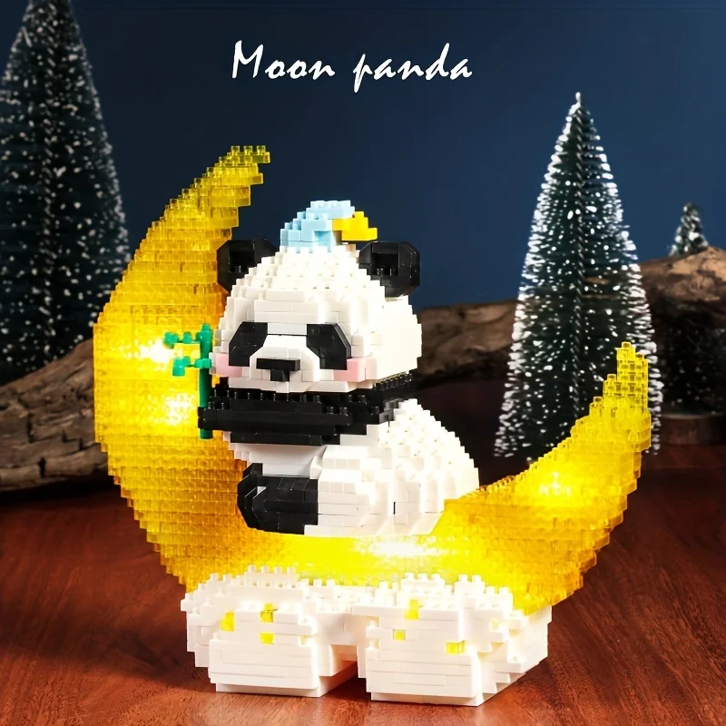 

Panda Moon Jigsaw Puzzle Bricks Building Set Moon Home Decoration Desktop Building Blocks Gift Assembling Building Blocks 2026
