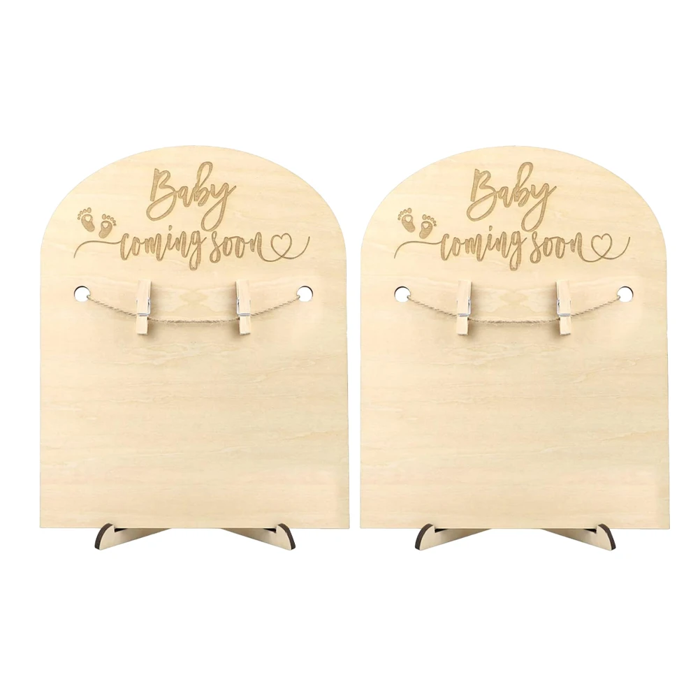 

2 set 2 Sets Wooden Baby Milestone Cards Newborn Announcement Plaque For Photo Props Nursery Wall Decor Baby Shower Sign Monthly