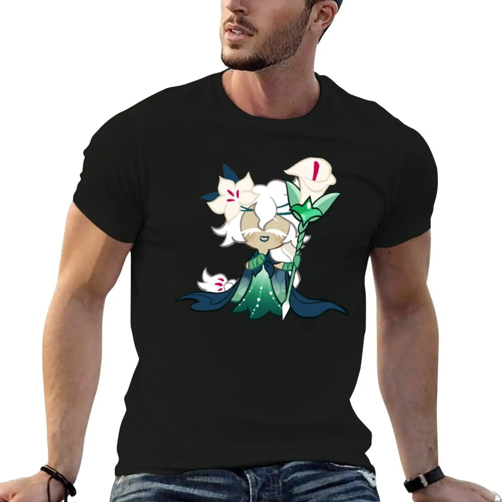 

Печенье Белая Лилия! Длинная футболка Cookie Run Kingdom, футболки с принтами, футболки для мужчин, белая футболка, футболка