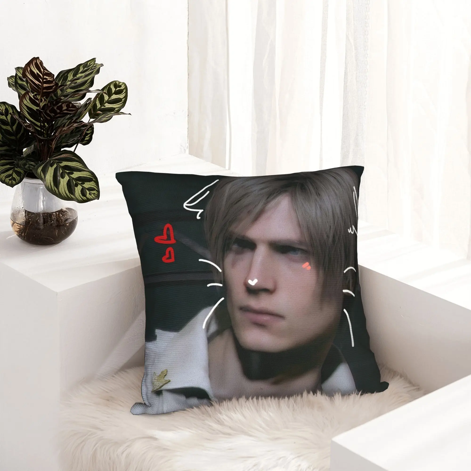 Cartoon Leon Kennedy Pillowcase Printed Polyester Cushion Cover Decoration  Throw Pillow Case Cover Home Zipper 45*45cm