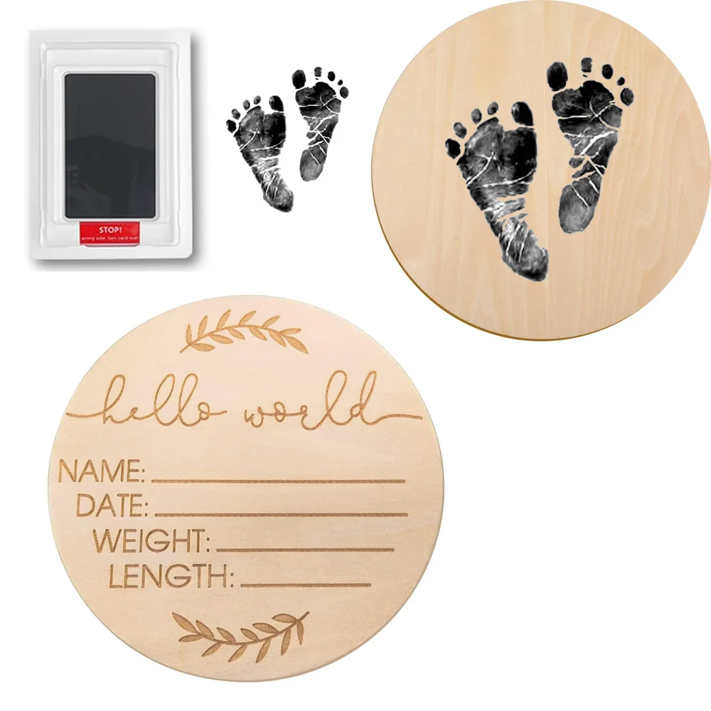 Newborn Wooden Small Sign Hand and Foot Prints Baby Shower Party Friends Family Blessings Gifts Souvenirs Child Growth Marks