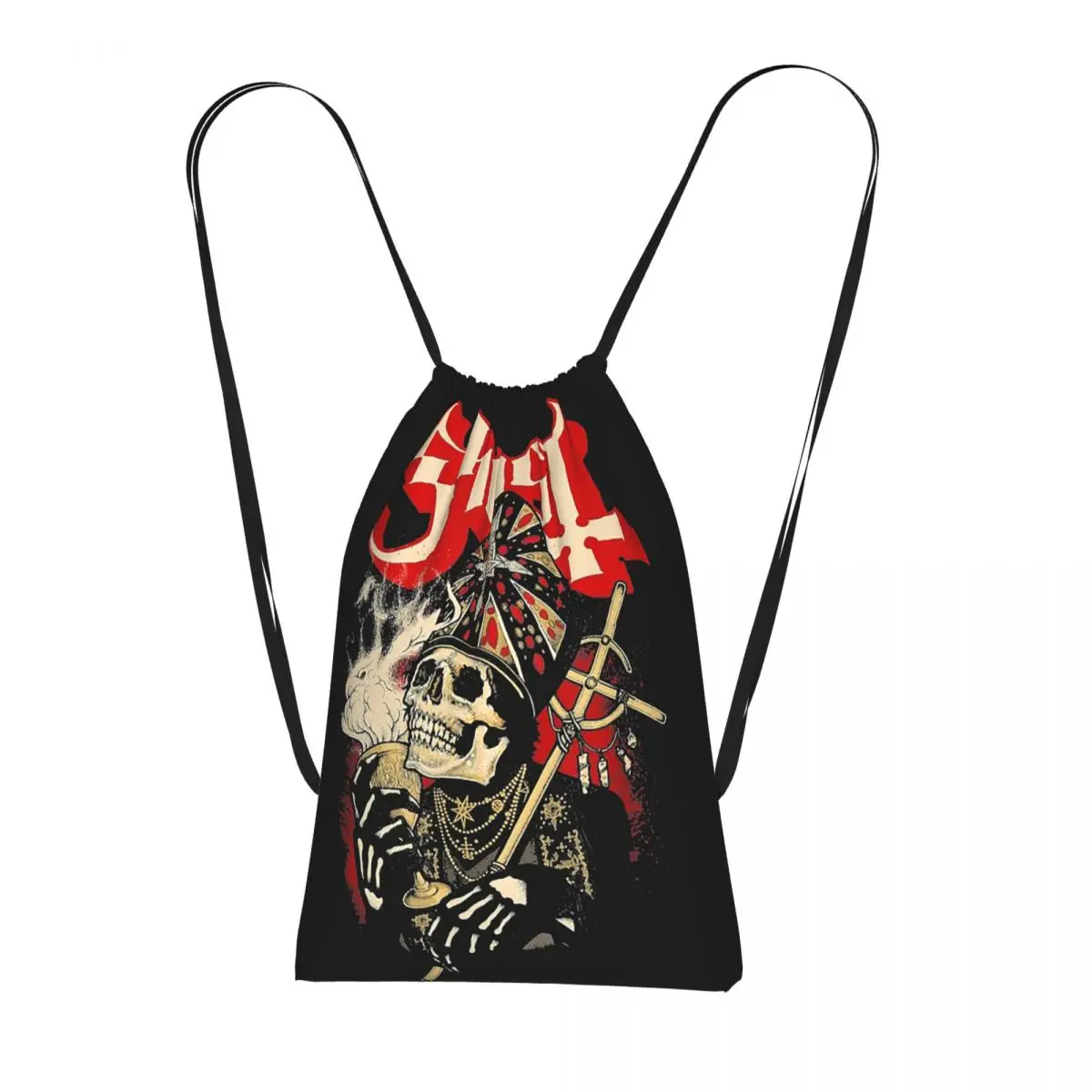 Swedish Rock Band Horror Ghost Drawstring Backpack hiking cycling Bag Lightweight Foldable Storage Drawstring Bag for Men Women