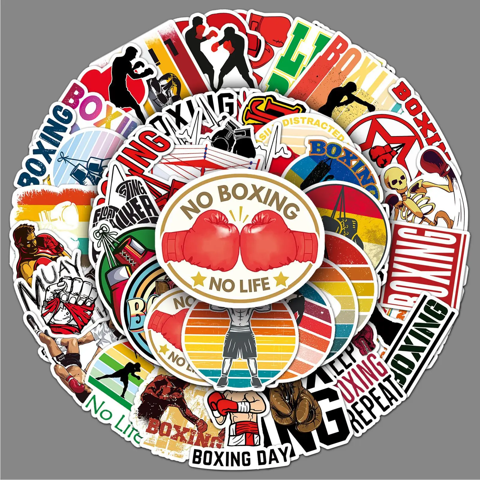 

50PCS Sports Stickers Cartoon Boxing Graffiti Waterproof Decoration Decals DIY Laptop Phone Guitar Car Bike Skateboard Toys Gift