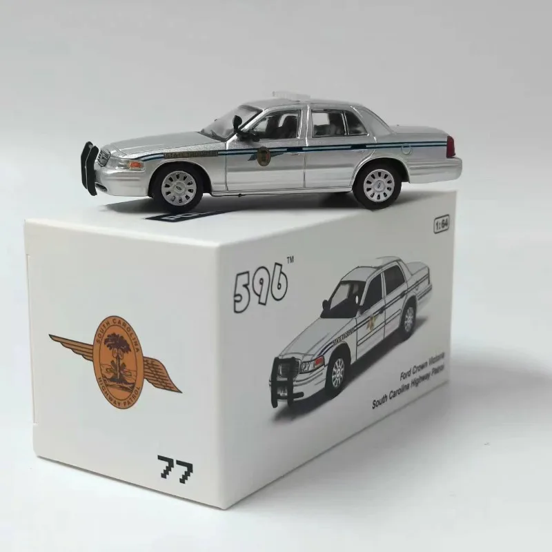 В наличии: Модель автомобиля Crown CV South Carolina State Police из сплава, масштаб 1:64, высококачественная имитация, креативный предмет декора, праздничный подарок.
