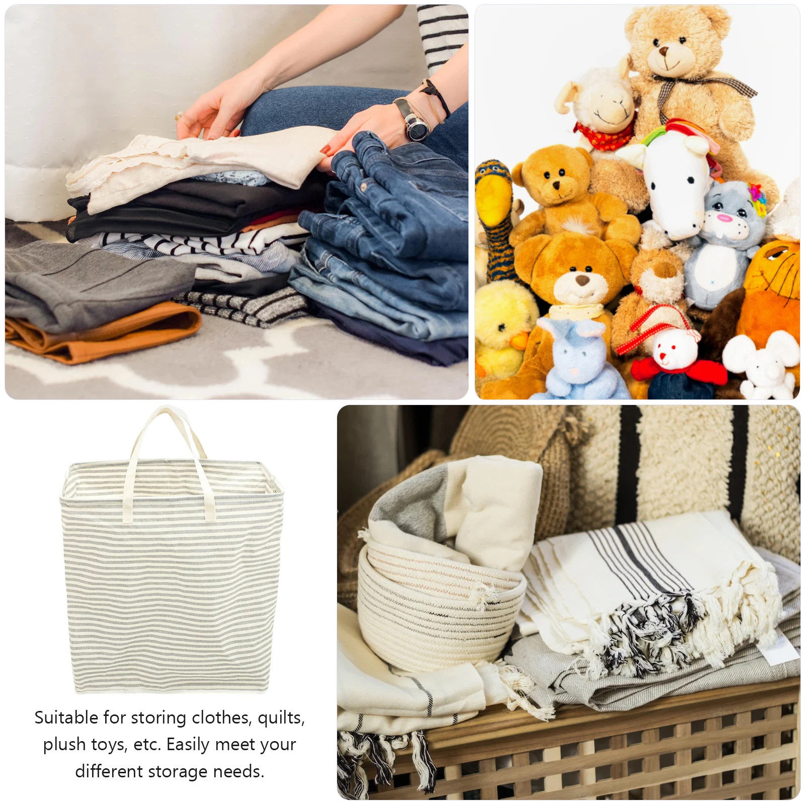 

Large Capacity Laundry Basket Foldable Storage Bag Grey Portable Design Hamper Bedroom Living Room Closet Cabinet ganizer