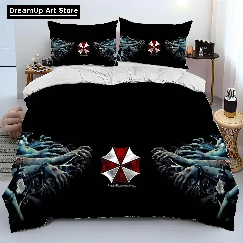ثلاثية الأبعاد R-Resident Evil Games ألعاب المعزي طقم سرير ، غطاء لحاف طقم سرير غطاء لحاف المخدة ، الملك الملكة حجم طقم سرير الأولاد
