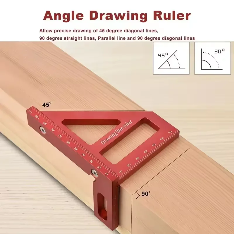 

Aluminum Alloy Multi Angle Measuring Ruler, 45 ° 90 ° Woodworking Square Protractor, Multifunctional Woodworking Triangle Ruler