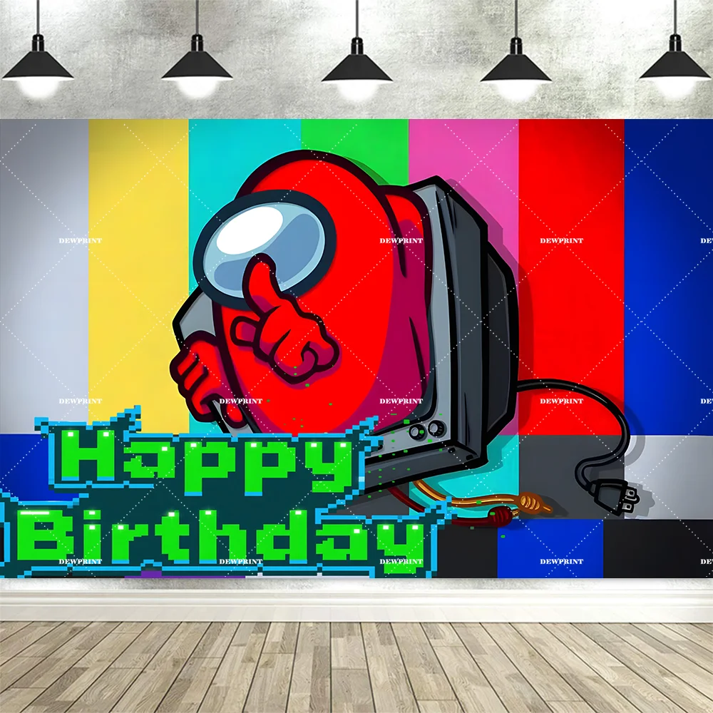 Dewprint Space Social Deduction Game Cartoon Among U Background Kid Birthday Party Decor Supplies Banner Photo Shoot Backdrops