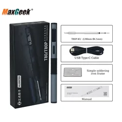 Maxgeek T80P Standard Set Intelligent Electric Soldering Iron 100W Portable Constant Welding Station with T80P-KU Soldering Pen
