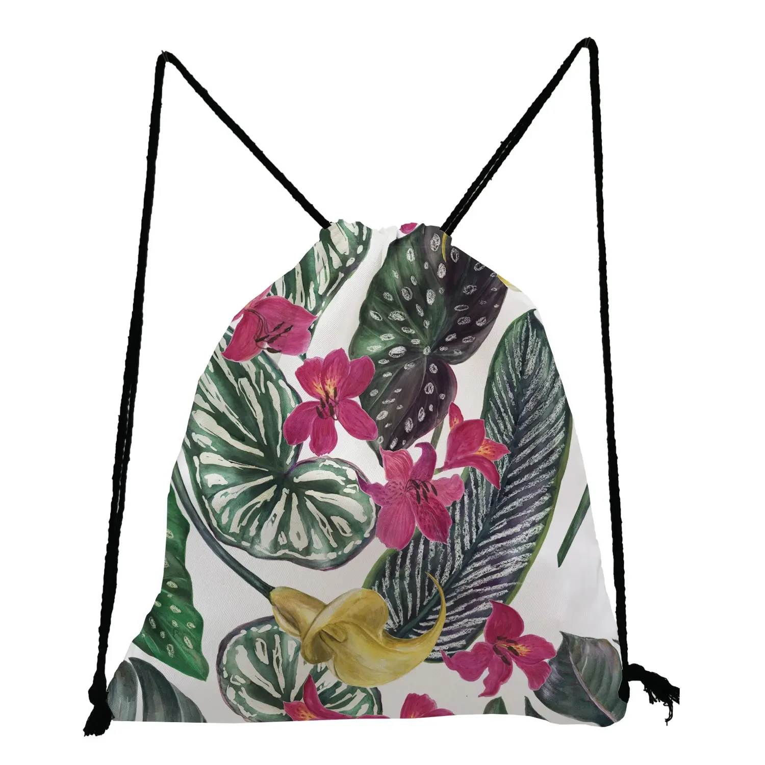 3D Printing Flamingo Coconut Tree Backpack Women Foldable Eco Shopper Travel Accessories Portable Drawstring Bags Fruit Pouch