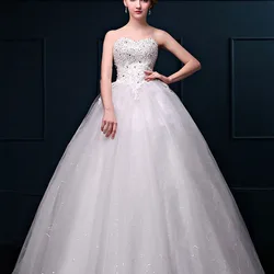 Small Size High-end Strapless Wedding Dress Elegant and Dignified Beaded Slim Fit Floor Length White Dresses Boho Wedding Dress