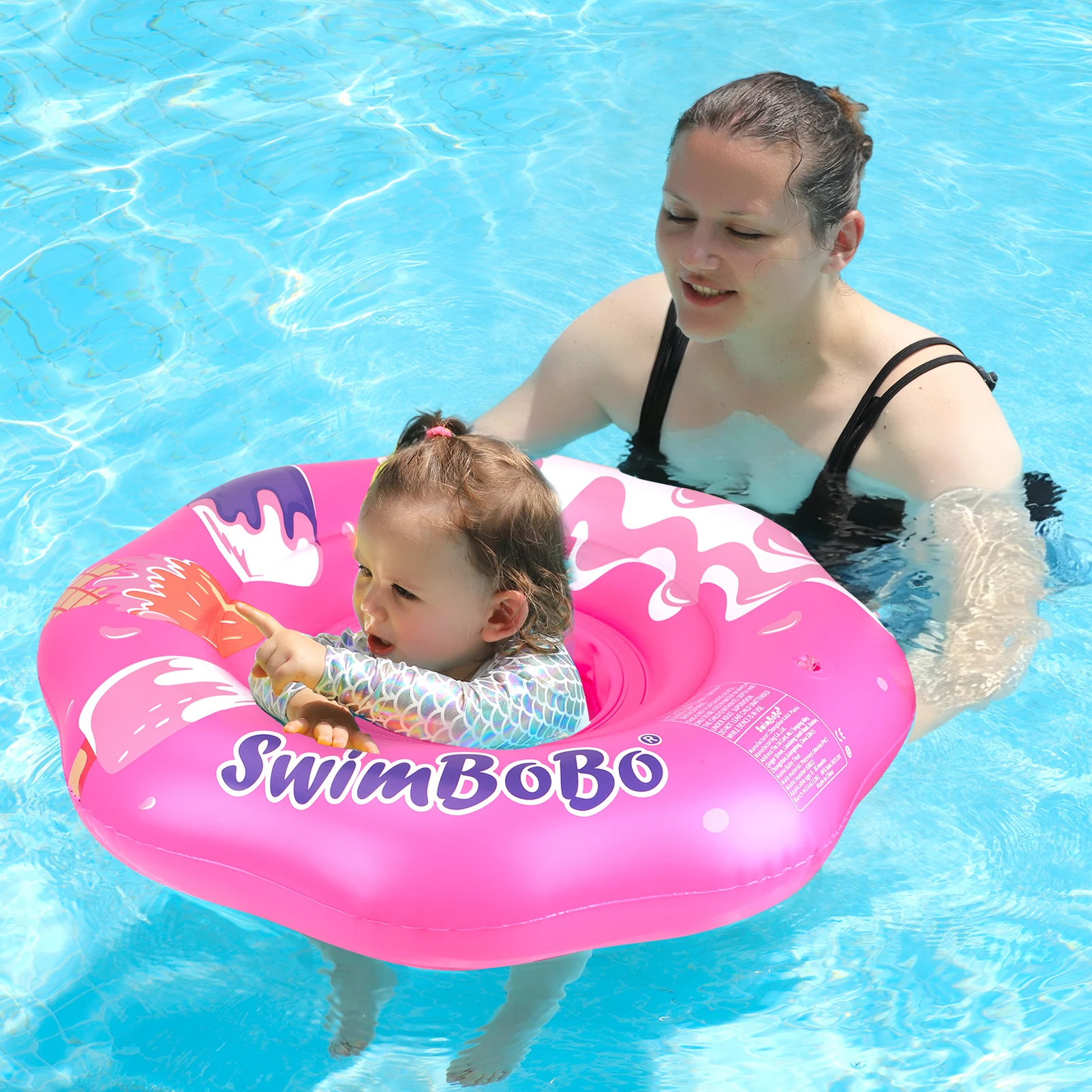 Swimbobo Pink Baby Seat Floating Ring Water Toy Children Thicken Safety PVC Inflatable Swimming Rings For Pool Summer Portable