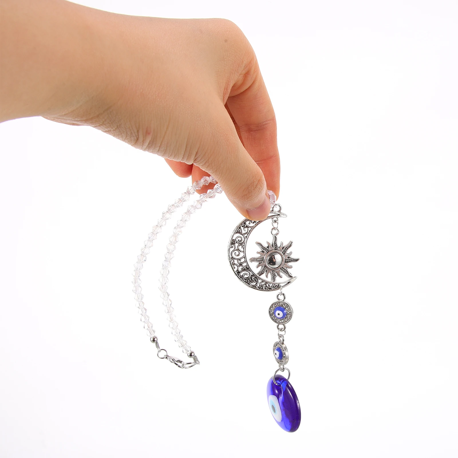 

Evil Eye Car Decor Alloy Crystal Hanging Ornament Rear View Mirror Charm Durable Stylish Interior Accessories Pendant Car