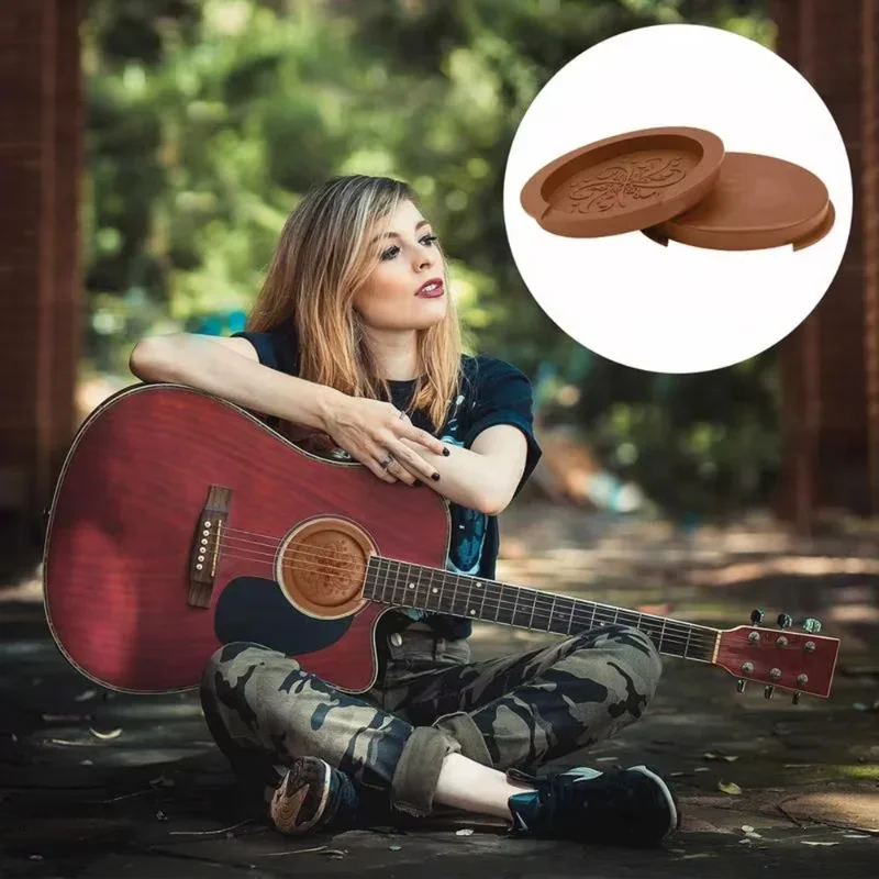 

Silicone Acoustic Guitar Sound Hole Cover – 2 Sizes Noise Reduction Buffer Block, Essential Classic Guitar Stop Plug Accessories