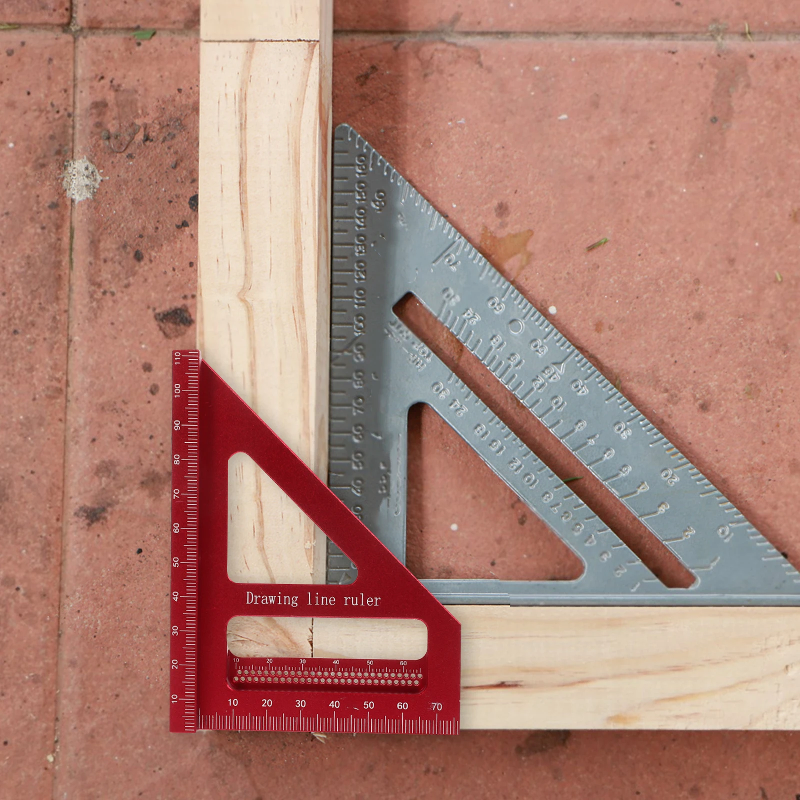 

Aluminum Alloy Square Ruler Red Color Triangle Measuring Tool Angle Drawing Rule Precision Reliable Versatile Woodworking