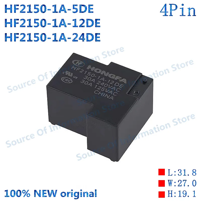 HF2150-1A-12DE Relay, 12V, HF2150-1A-24DE, 24V, HF2150-1A-5DE, 5V, 4Pin, 30A, T90, 100% New